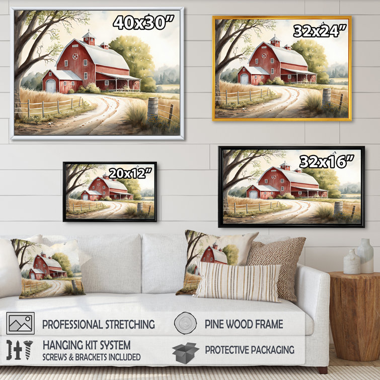 Gracie Oaks Charming Barn And Path IV Farmhouse / Country Canvas Wall